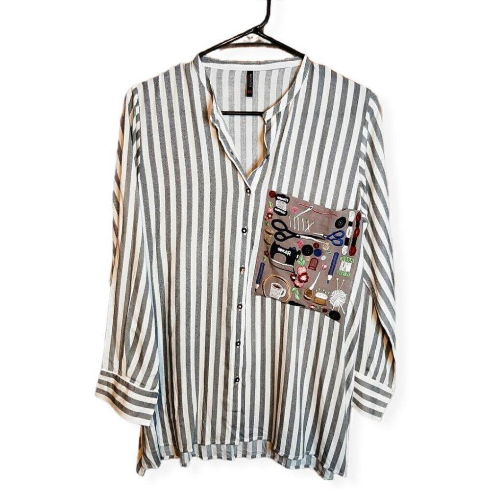 Beechtree Absolute Sewing Embroidery Blouse sz XS